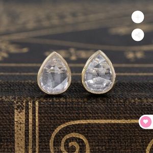 Antique rose cut pear diamond 18kt earrings vintage